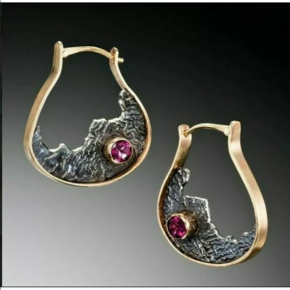 Ruby Amber Sapphire Earrings